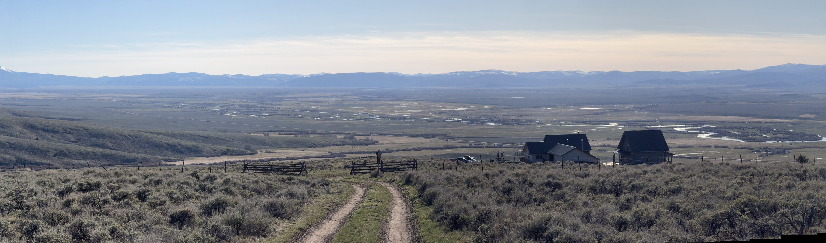 Panorama — the cabins above the Big Hole Valley