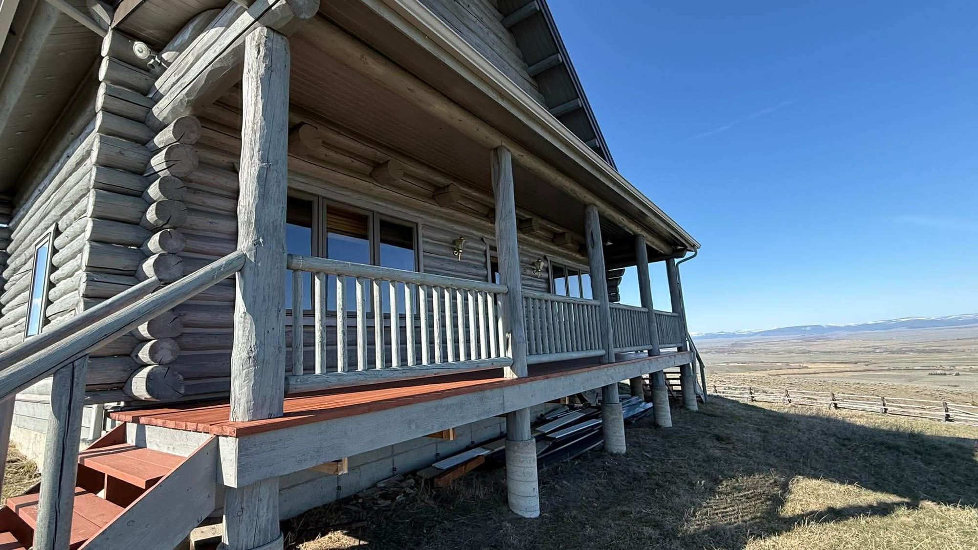 Wraparound porch with Big Hole Valley views