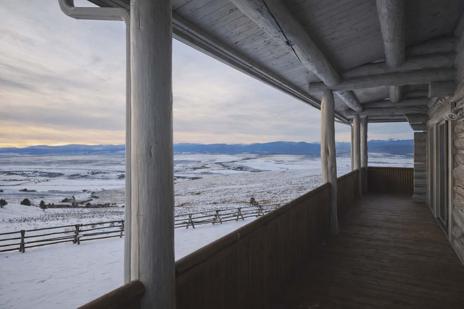 Winter porch with valley views