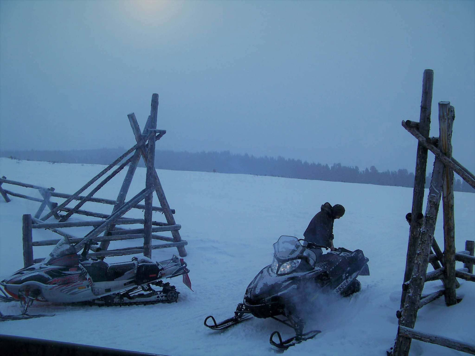 Snowmobiling at the gate