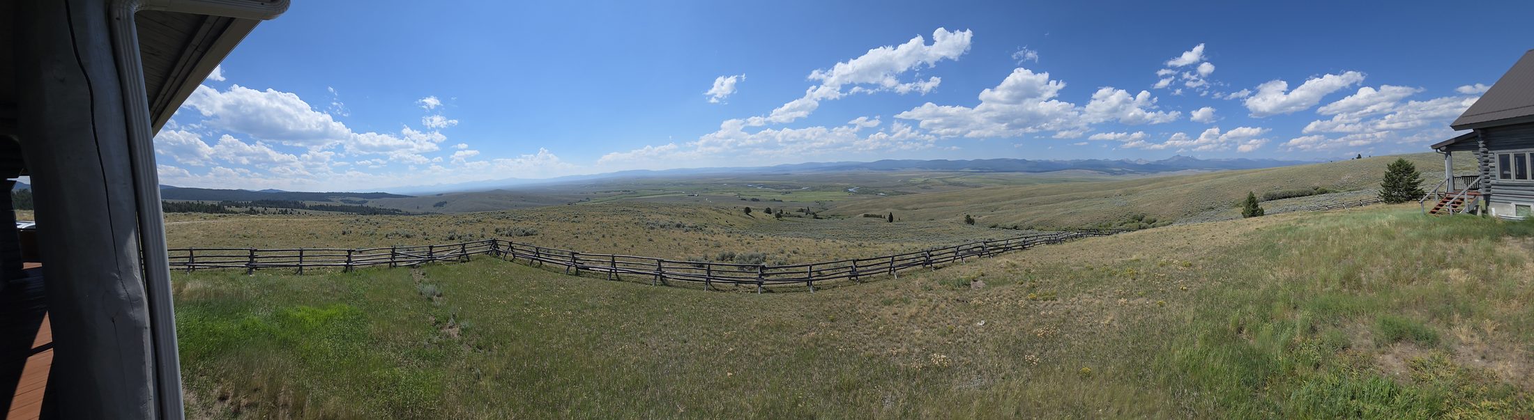 Porch panorama — the Big Hole Valley end to end